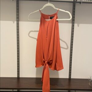 Vici Tangerine Tie-Front Halter Blouse